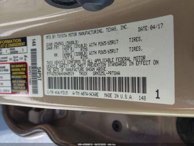 5TFAZ5CN6HX040519 Toyota Tacoma Trd Sport