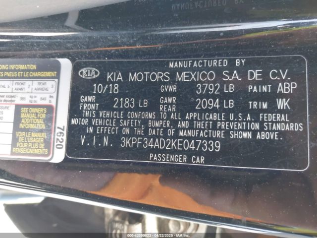 3KPF34AD2KE047339 KIA FORTE S