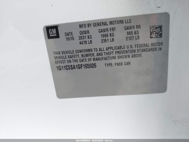 1G11C5SA1GF165926 Chevrolet Malibu Limited Lt