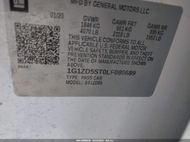 1G1ZD5ST0LF089689 Chevrolet Malibu Fwd Lt