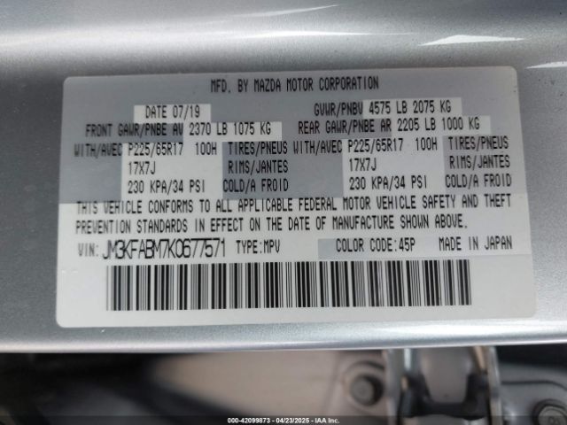 JM3KFABM7K0677571 Mazda CX-5 SPORT