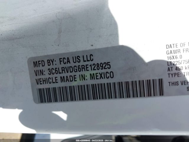 3C6LRVDG6RE128925 RAM Promaster 2500 Tradesman High Roof 159 Wb W/pass Seat