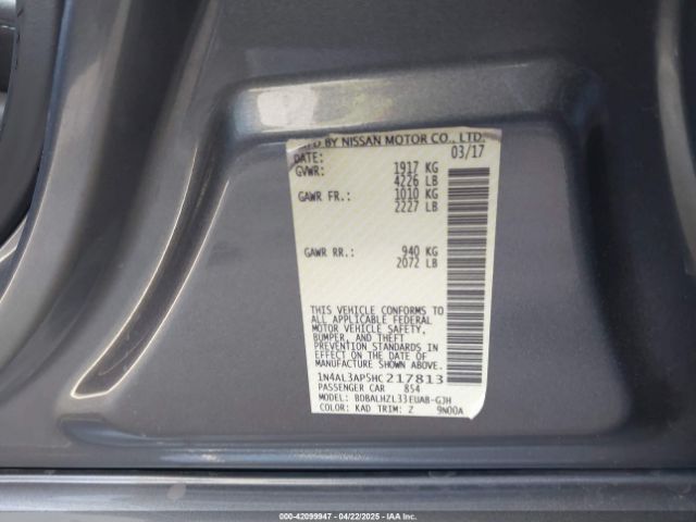 1N4AL3AP5HC217813 Nissan Altima 2.5 Sr