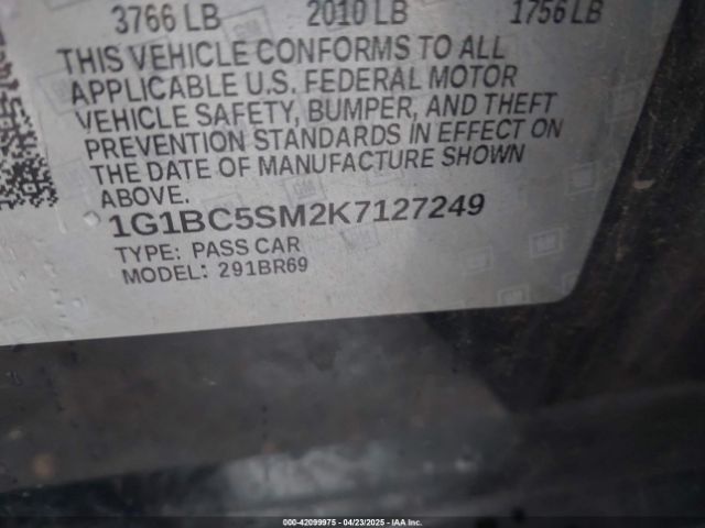 1G1BC5SM2K7127249 Chevrolet CRUZE LS