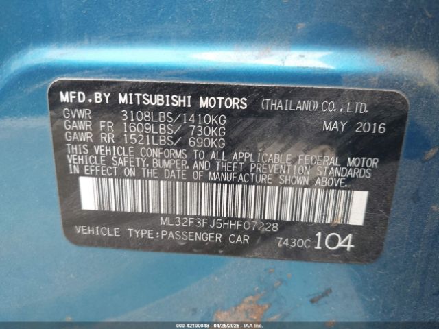 ML32F3FJ5HHF07228 Mitsubishi Mirage G4 Es