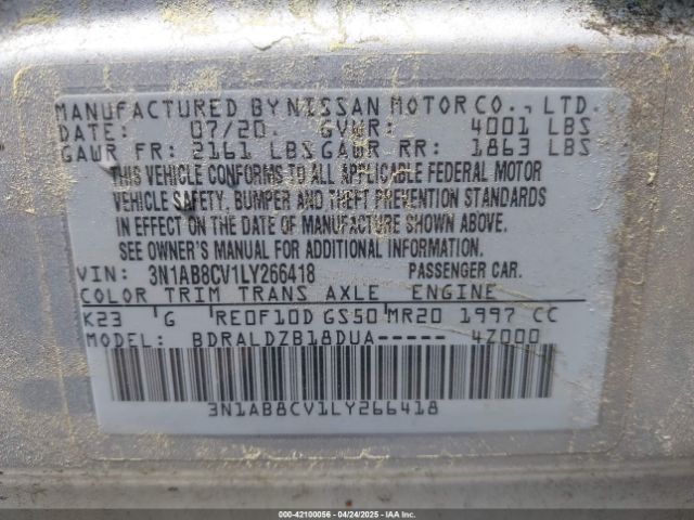 3N1AB8CV1LY266418 Nissan Sentra Sv Xtronic Cvt