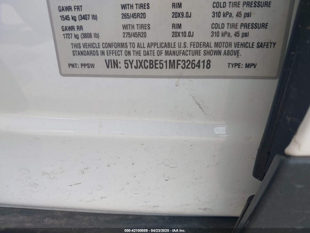 2021 TESLA MODEL X 5YJXCBE51MF326418 Photo 8