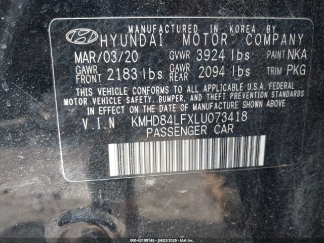 KMHD84LFXLU073418 Hyundai Elantra Limited