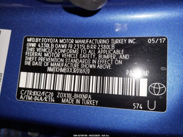NMTKHMBXXJR016920 Toyota C-hr Xle Premium