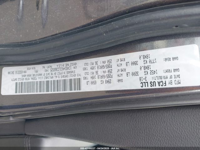 1C4RDHAG3JC366525 Dodge Durango Sxt Rwd