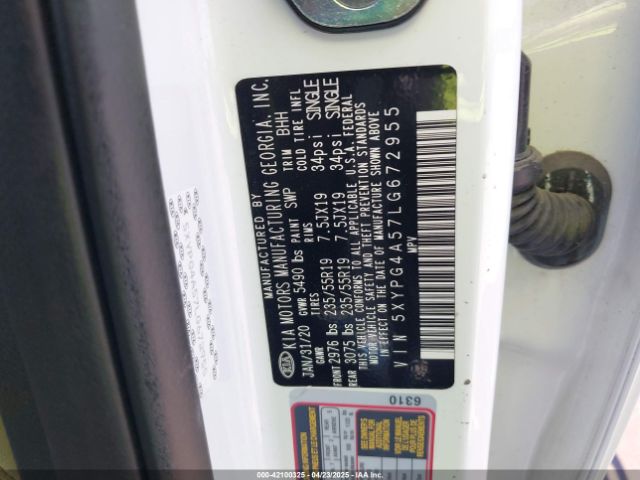 2020 KIA SORENTO 5XYPG4A57LG672955 Photo 8