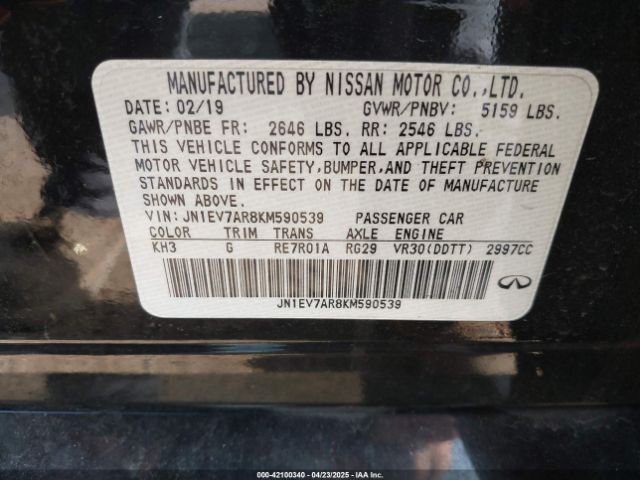 JN1EV7AR8KM590539 Infiniti Q50 3.0t Luxe