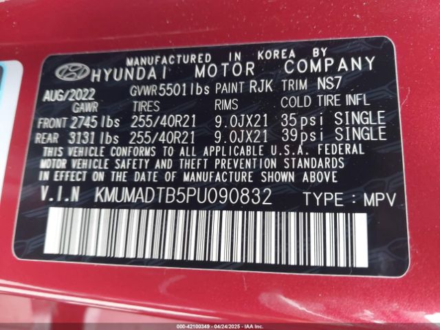 KMUMADTB5PU090832 Genesis Gv70 2.5t Awd