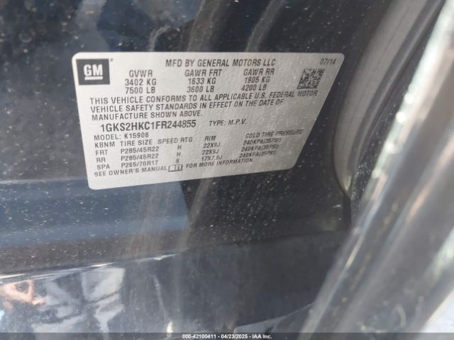 1GKS2HKC1FR244855 GMC Yukon Xl 1500 Slt