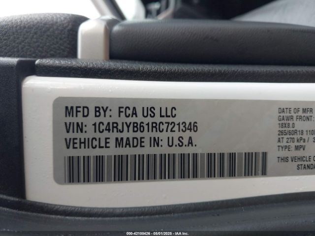1C4RJYB61RC721346 Jeep Grand Cherokee 4xe