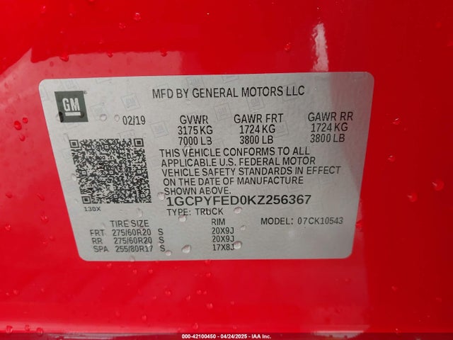 Chevrolet Silverado 1500 Lt Trail Boss 2019 1GCPYFED0KZ256367 Image 9
