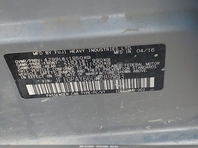 JF1GPAY66GH289993 Subaru Impreza 2.0i Sport Limited