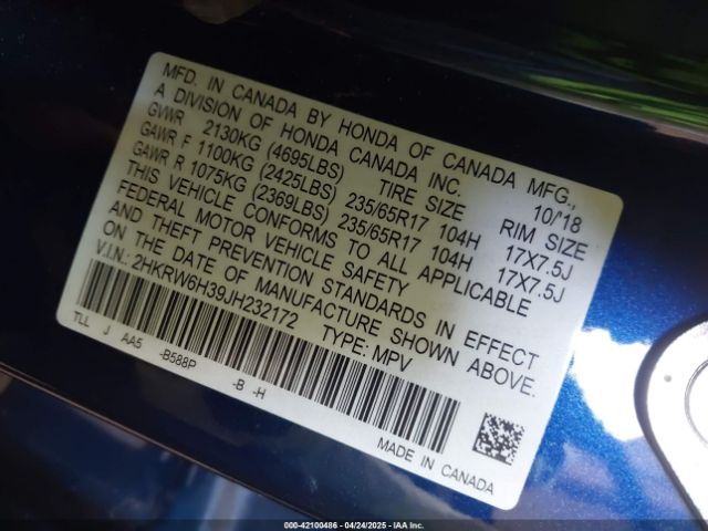 2HKRW6H39JH232172 Honda CR-V LX