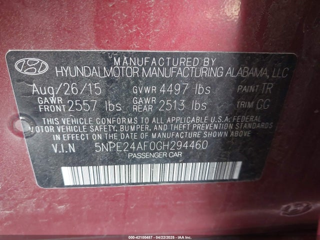 Hyundai SONATA SE 2016 5NPE24AF0GH294460 Image 9