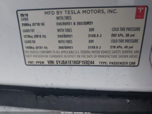 5YJSA1E18GF159244 Tesla Model S 60/70/75/85