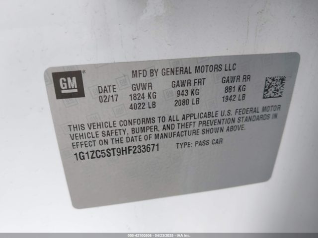 1G1ZC5ST9HF233671 Chevrolet Malibu 1fl