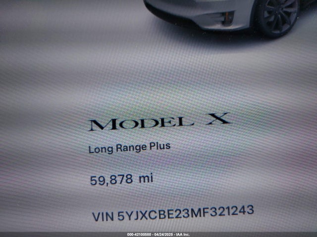 5YJXCBE23MF321243 Tesla Model X Long Range Dual Motor All-wheel Drive/long Range Plus Dual Motor All-wheel Drive