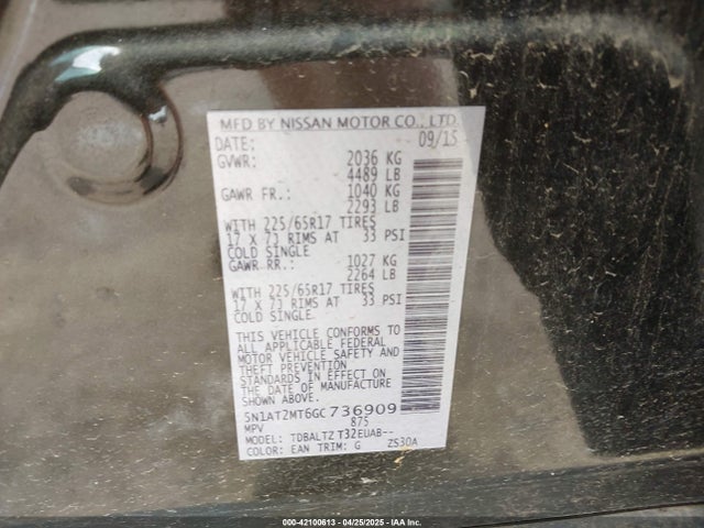 5N1AT2MT6GC736909 Nissan ROGUE SV