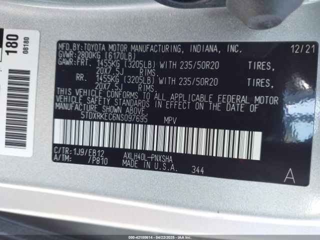 5TDXRKEC6NS097695 Toyota a25a-fxs, 5nm