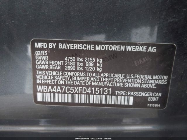 WBA4A7C5XFD415131 BMW 428 Gran Coupe Xdrive