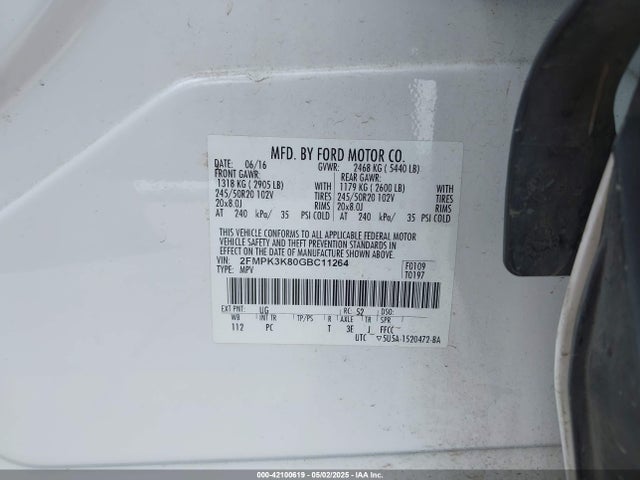 Ford Edge 2016 2FMPK3K80GBC11264 Image 9