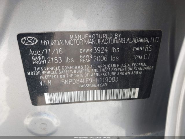 5NPD84LF9HH119083 Hyundai Elantra Value Edition