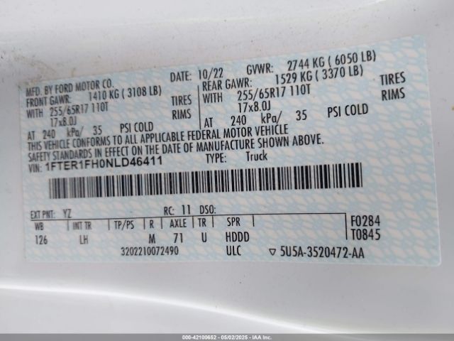 1FTER1FH0NLD46411 Ford Ranger Xlt