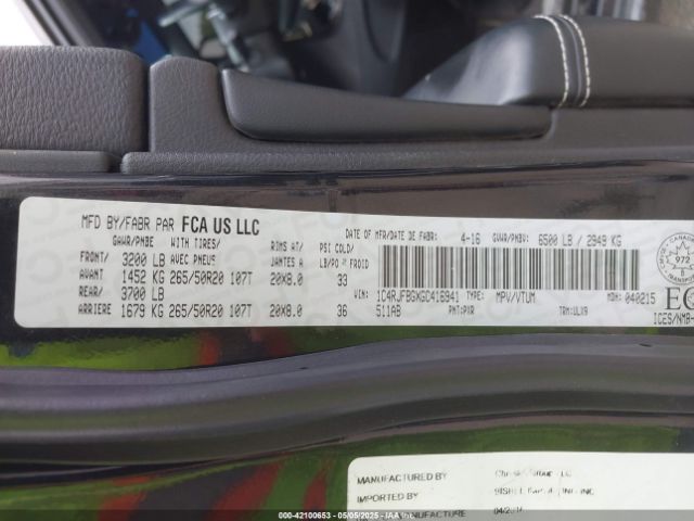 2016 JEEP GRAND CHEROKEE 1C4RJFBGXGC416941 Photo 8