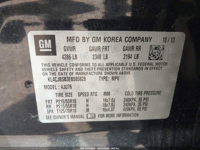 KL4CJBSB3EB585828 Buick luv