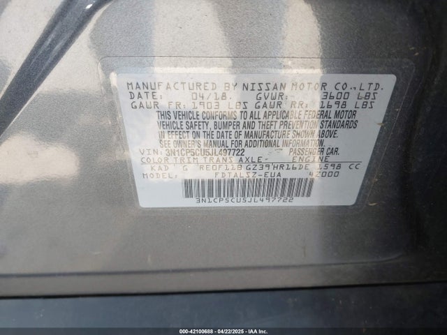 Nissan KICKS SV 2018 3N1CP5CU5JL497722 Image 9