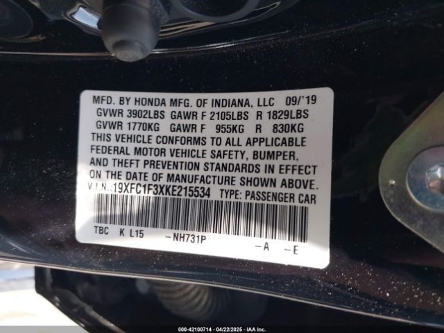 19XFC1F3XKE215534 Honda CIVIC EX