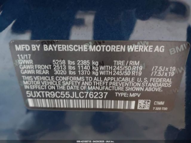 5UXTR9C55JLC76237 BMW X3 Xdrive30i