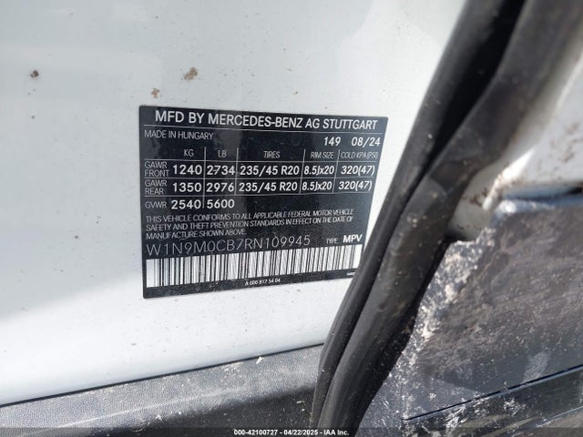 W1N9M0CB7RN109945 Mercedes-Benz Eqb 250 Suv