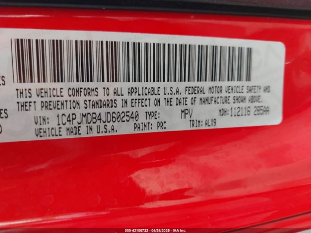 1C4PJMDB4JD602540 Jeep Cherokee Limited 4x4