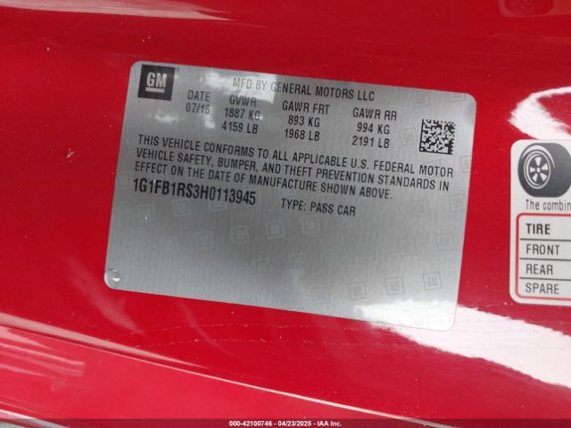 2017 CHEVROLET CAMARO 1G1FB1RS3H0113945 Photo 8