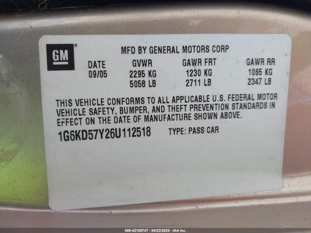 2006 CADILLAC DTS 1G6KD57Y26U112518 Photo 8