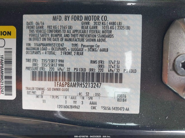 Ford Mustang V6 2017 1FA6P8AM9H5213247 Image 9