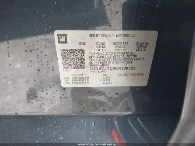 1GNSCJKC0KR139323 Chevrolet Suburban Premier