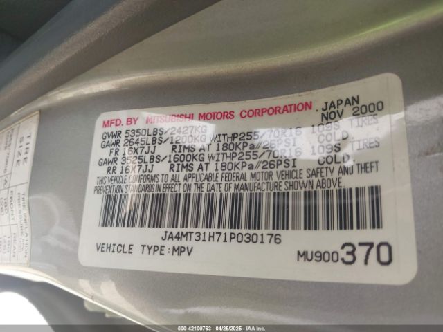 2001 MITSUBISHI MONTERO SPORT JA4MT31H71P030176 Photo 8