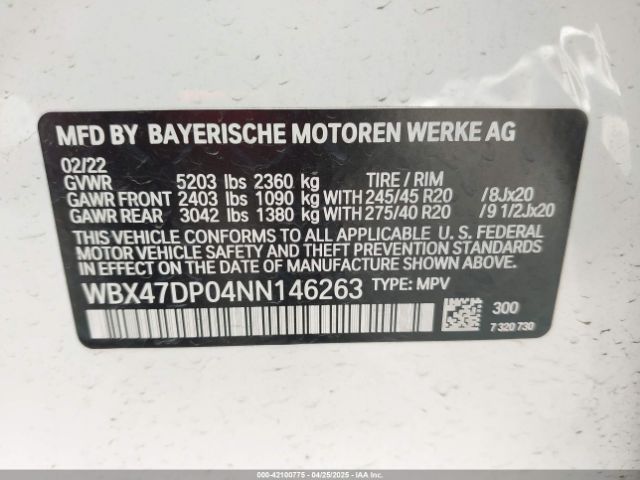 WBX47DP04NN146263 BMW X3 Sdrive30i