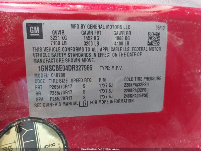 2013 CHEVROLET TAHOE 1GNSCBE04DR327966 Photo 8