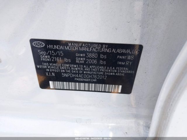 5NPDH4AE0GH762012 Hyundai Elantra Value Edition