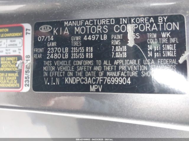 KNDPC3AC7F7699904 KIA Sportage Ex