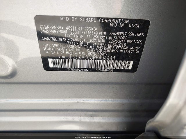 JF2SKADC8RH494444 Subaru Forester Premium