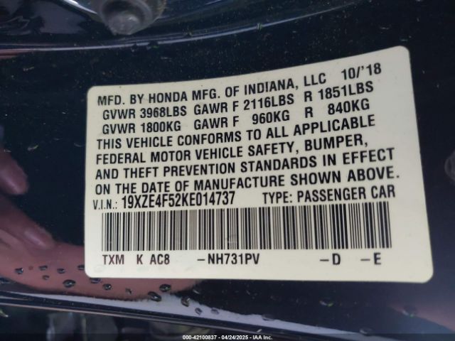 19XZE4F52KE014737 Honda INSIGHT EX